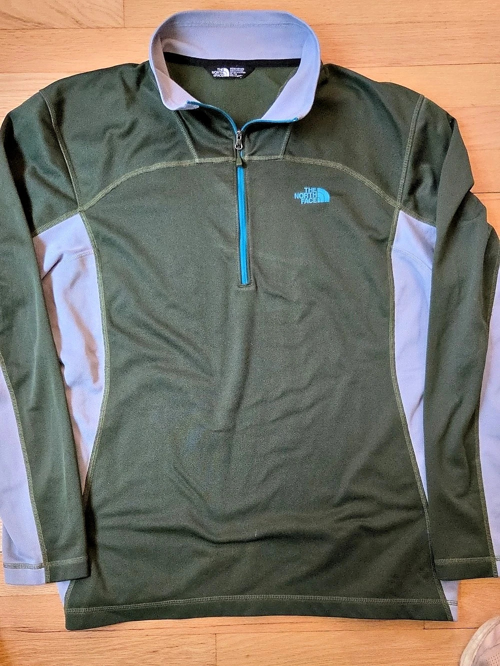 The North Face Men's XL 1/4 Zip Fleece Pullover Jacket Green Gray Colorblock